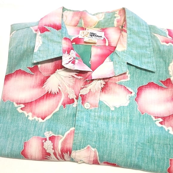 REYN SPOONER Hawaii Men's Hibiscus Aloha Shirt Islandwear Collared Button Down - Picture 9 of 9